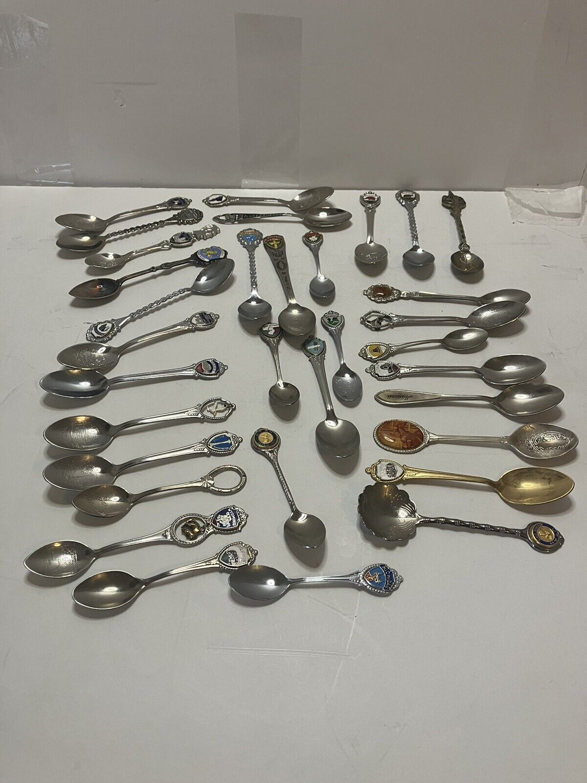 Lot of 33 Collection of Souvenir State/Country/Disney Spoons