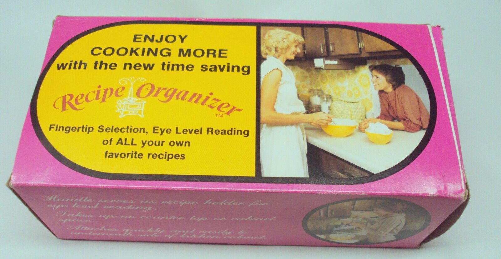 Vintage 1970s Recipe Organizer Box Under Cabinet Index Cards Gold New