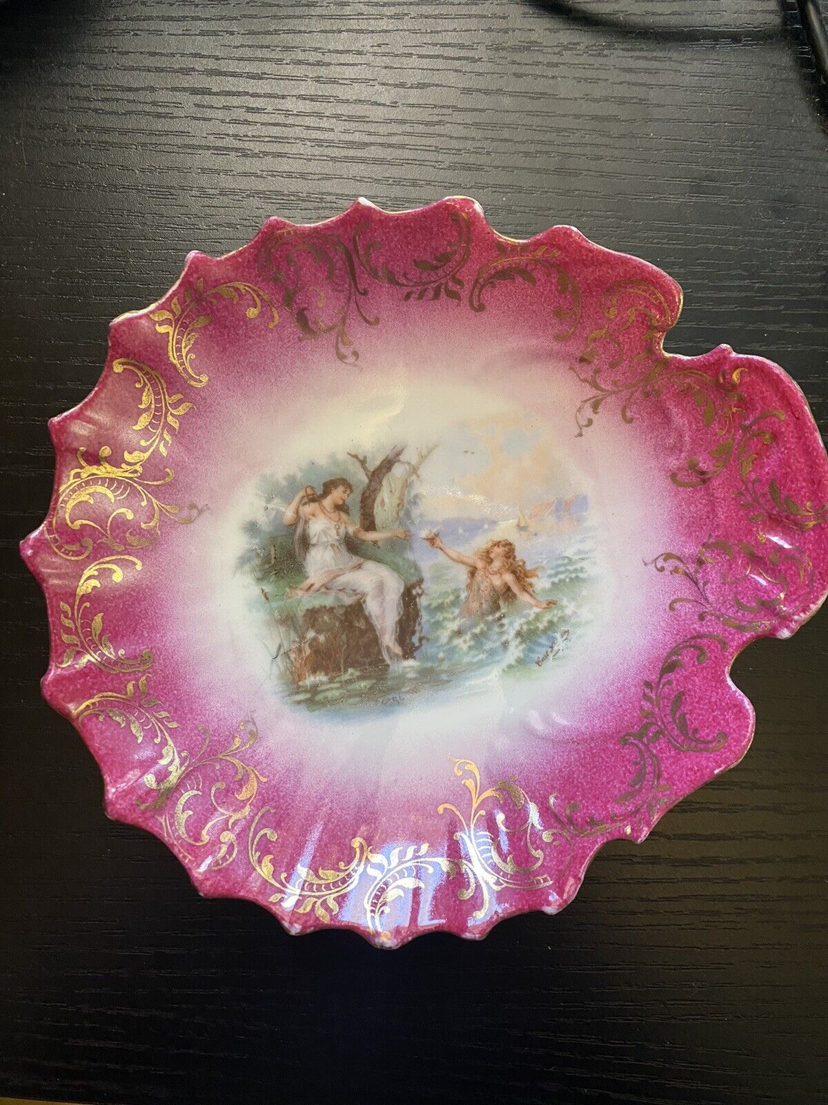 Antique VICTORIA Carlsbad Austria Hand-painted Porcelain Trinket Dish 5.5 Inch
