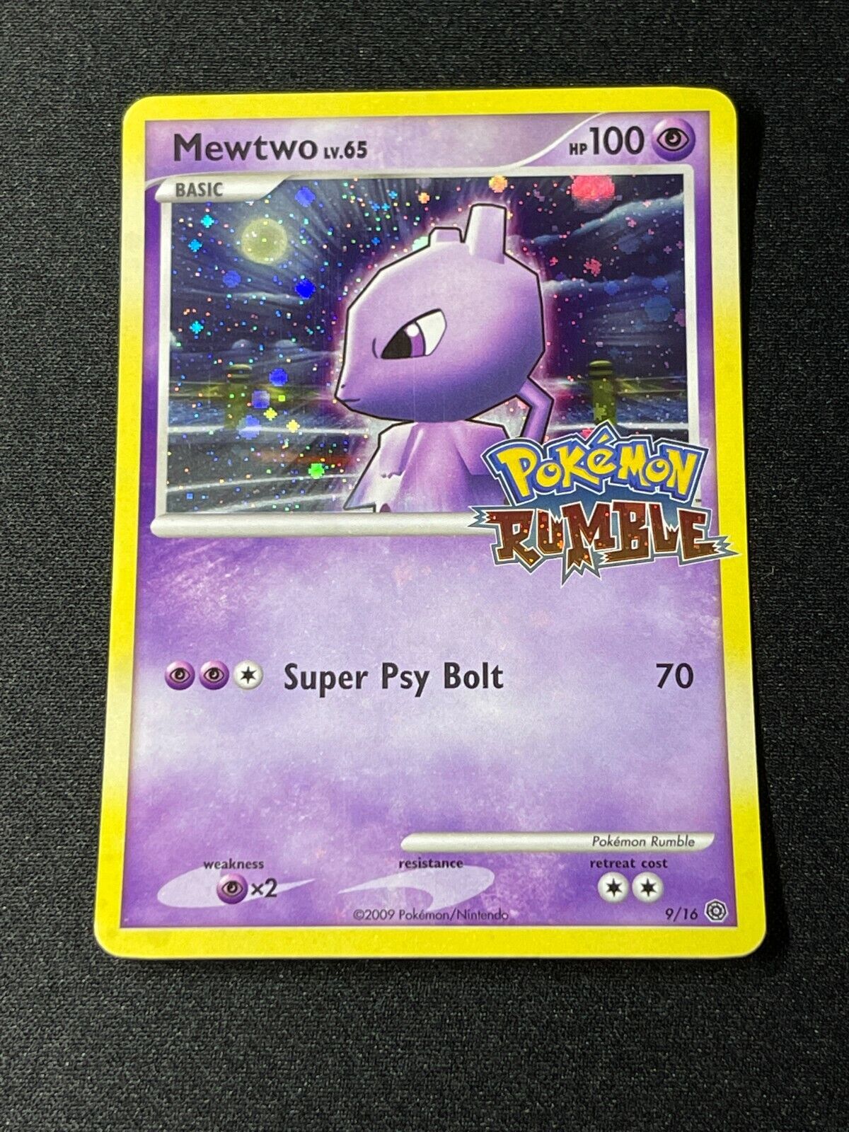 Pokemon Rumble Mewtwo Holo Rare Stamp 9/16 - Excellent Condition Card English