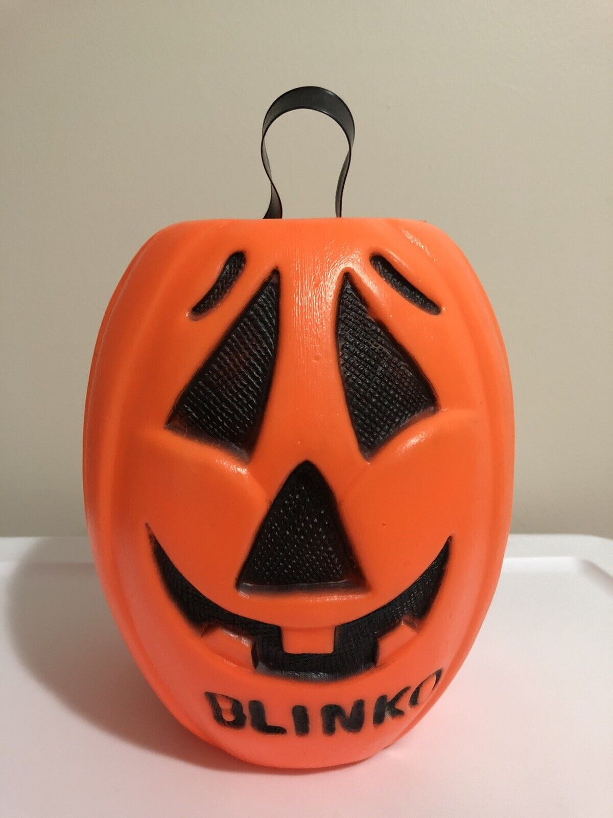 Rare Vintage Halloween Blowmold BLINKO Pumpkin Jack-o-Lantern Candy Bucket