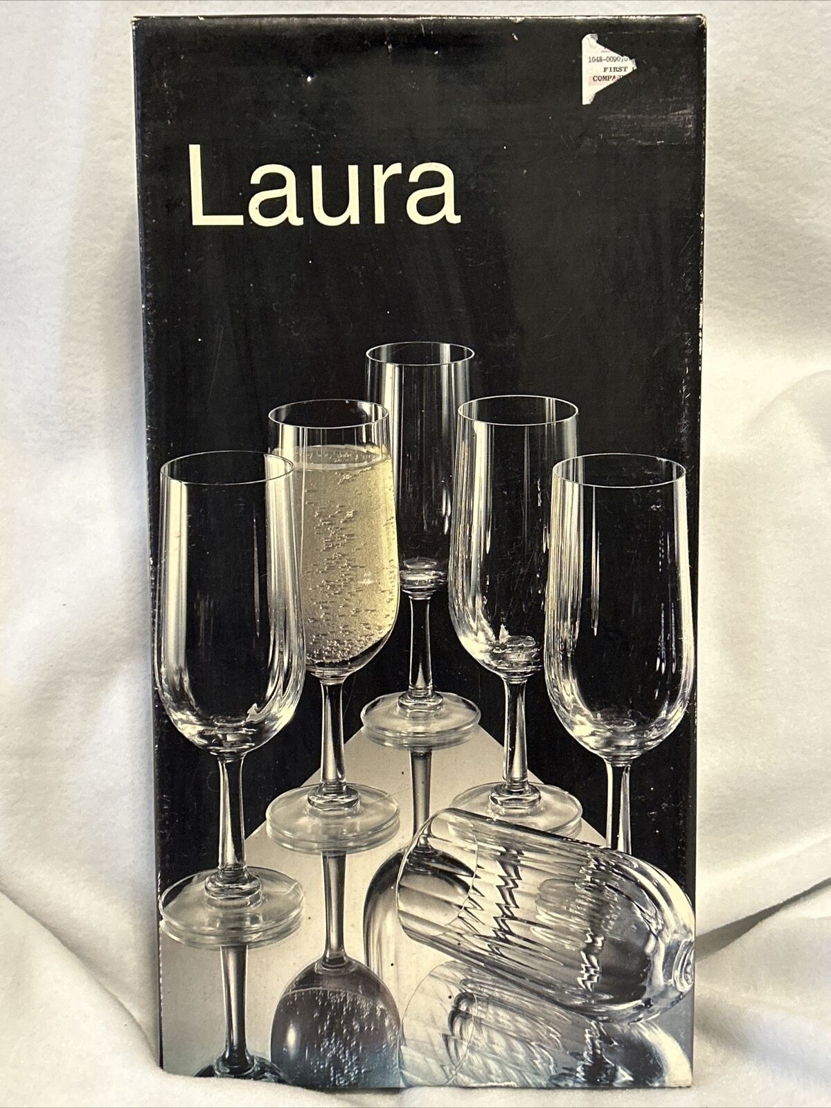 Vint 1980s Laura 6 Champagne Flute Casual Optic Fine Crystal 7.25” Glasses #4110