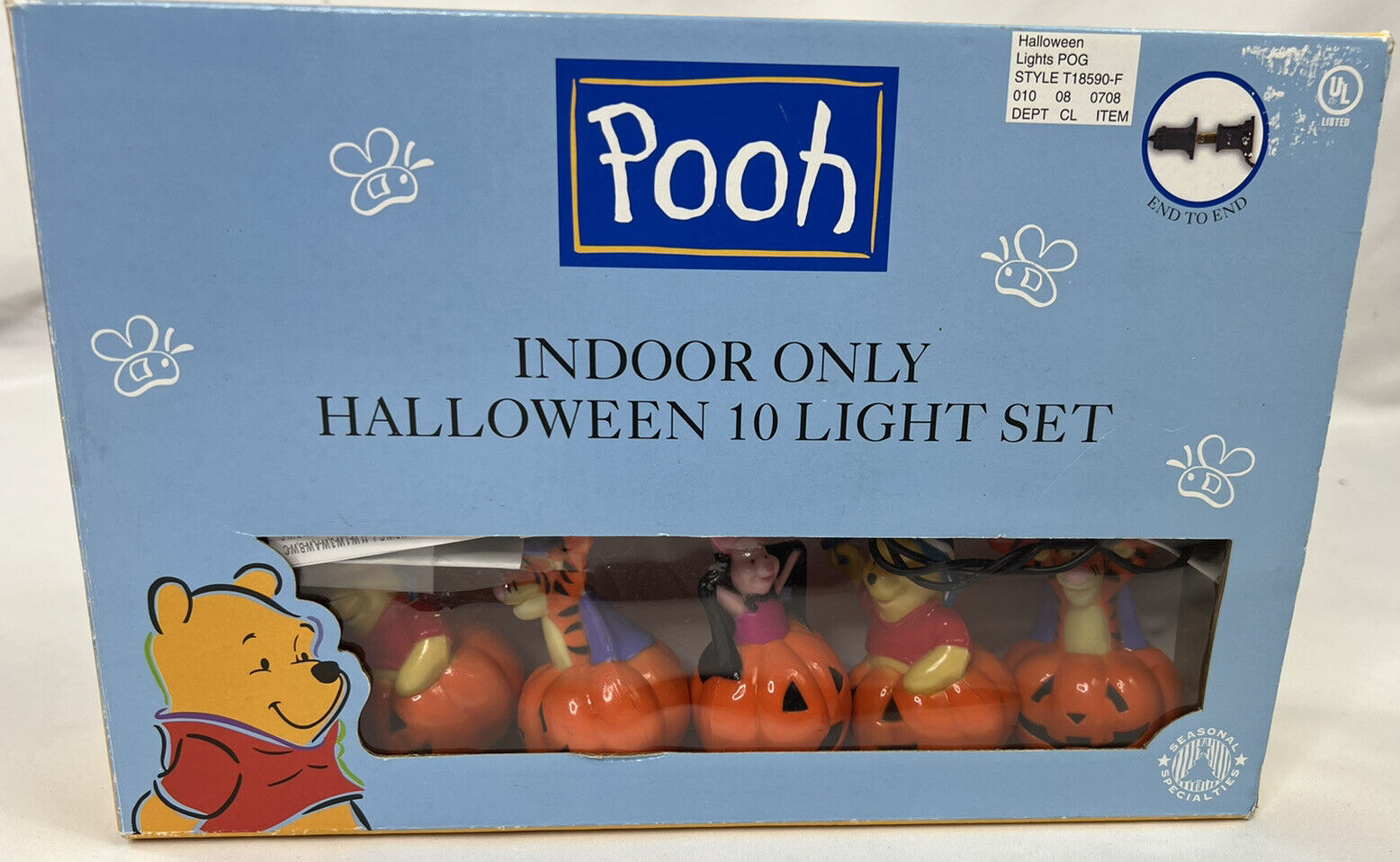 Vintage Winnie the Pooh Friends Halloween Blow Mold String 10 Lights Set Disney