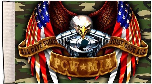 POW/MIA AMERICAN PRIDE PATRIOTIC EAGLE MOTORCYCLE FLAG  with mounting loop