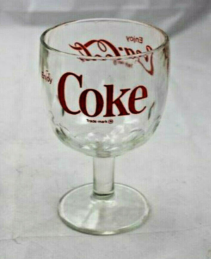 Vintage Retro Coca Cola Coke Soda Glass Thumbprint 12 oz Goblet Stemmed Tumbler
