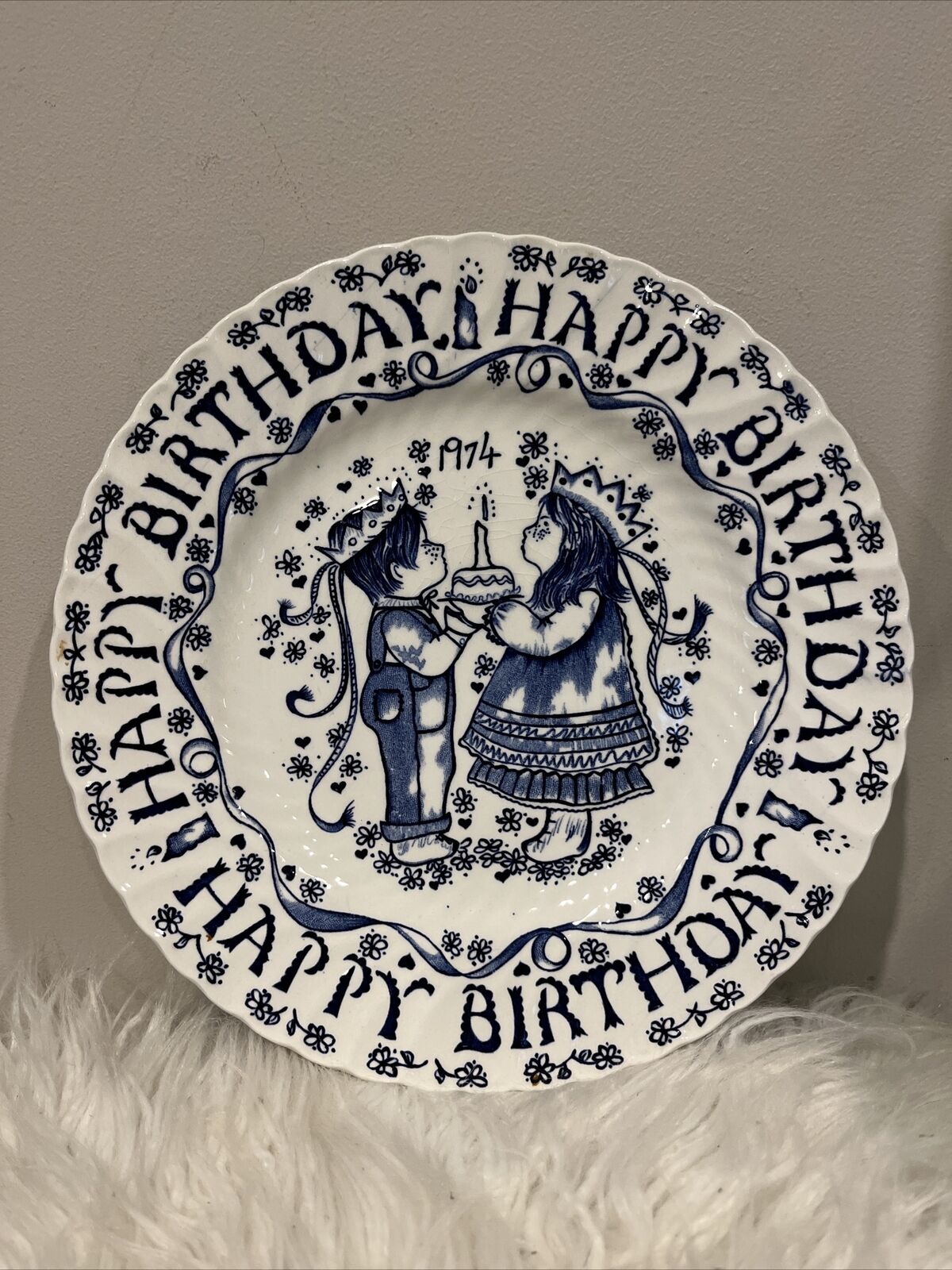 Vintage Norma Sherman 1974 Happy Birthday Plate Crownford China Co England