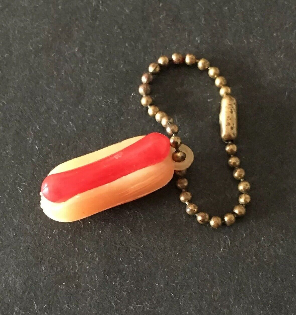 Vintage Keychain ESSKAY QUALITY Frankfurter Hot Dog 🌭 Key Fob Ring RARE