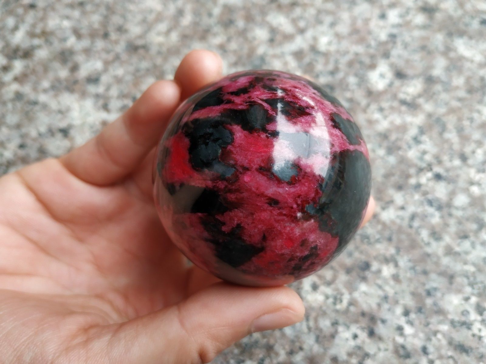 Natural Peach Blossom Stone Jade Ball Onl Crystal Sphere Healing 40-45mm