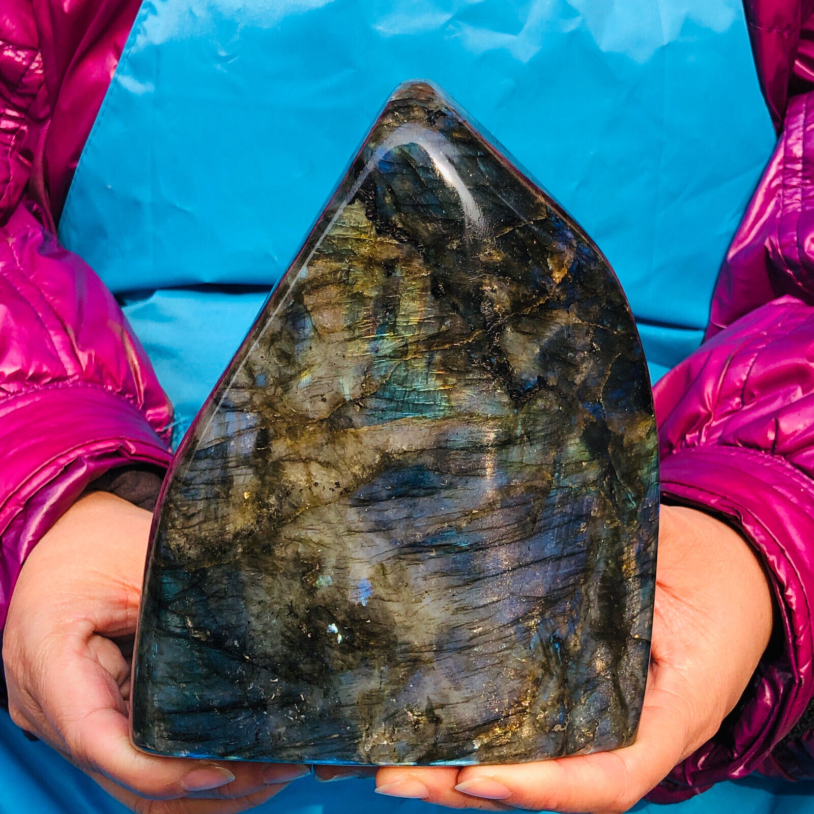 4.53lb Natural Gorgeous Labradorite Quartz Crystal Stone Specimen Healing