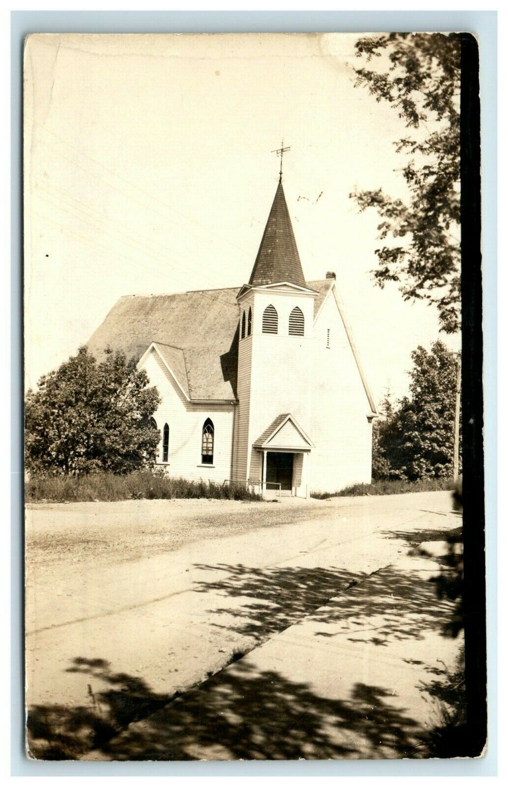 1936 ORIGINAL RPPC REAL PHOTO Paulsbo Washington Church Steeple
