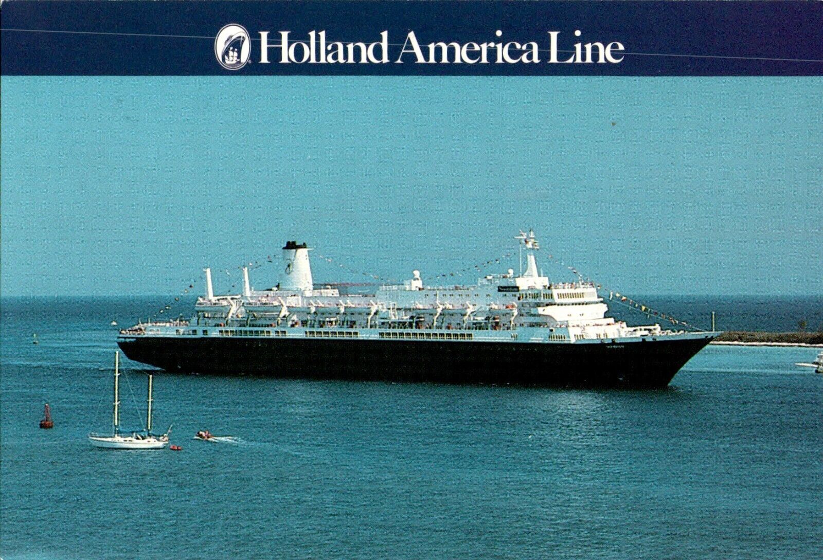 MS Nieuw Amsterdam Cruise Ship, Holland America Line chrome Postcard