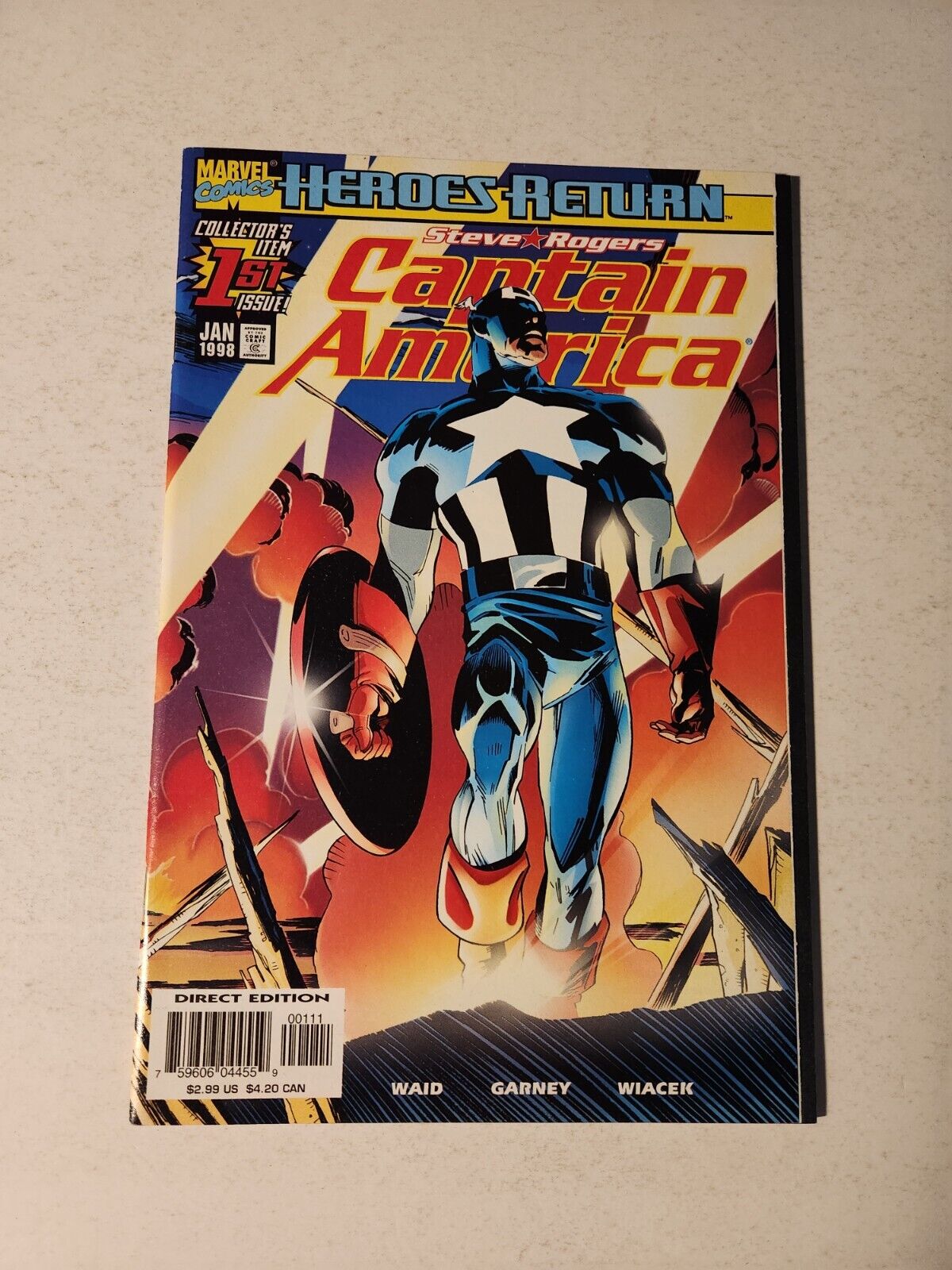 Captain America #1 (1998) ~Marvel ~Reborn Mark Waid story, Nice Grade VF