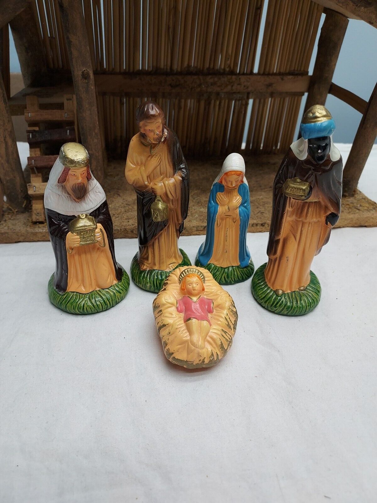 Vintage Christmas Nativity Jesus Mary Joseph Set Figures King Set Of 5