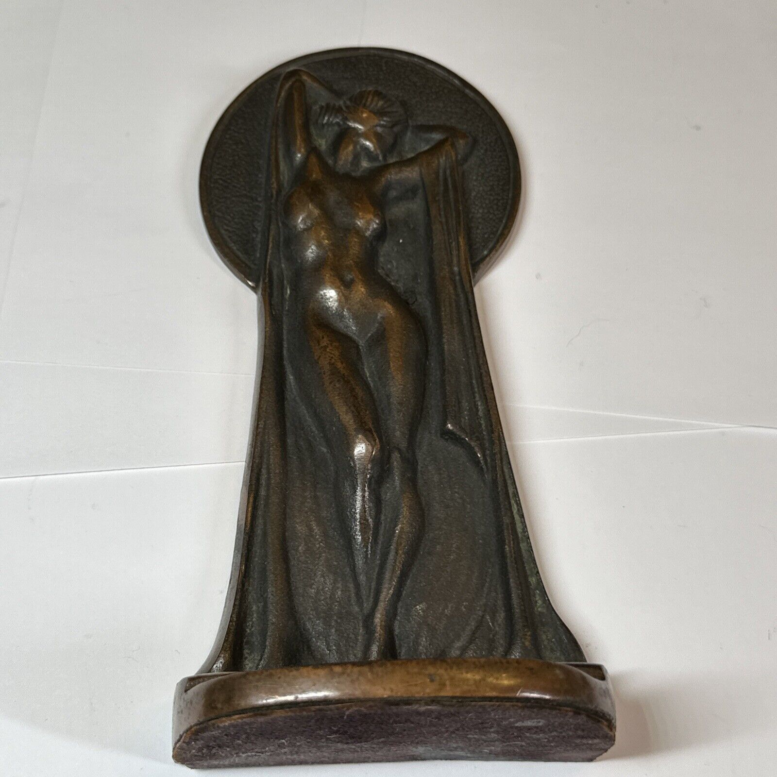 ANTIQUE Female NUDE LADY ART DECO STATUE SCULPTURE Bronze BOOKEND Single 