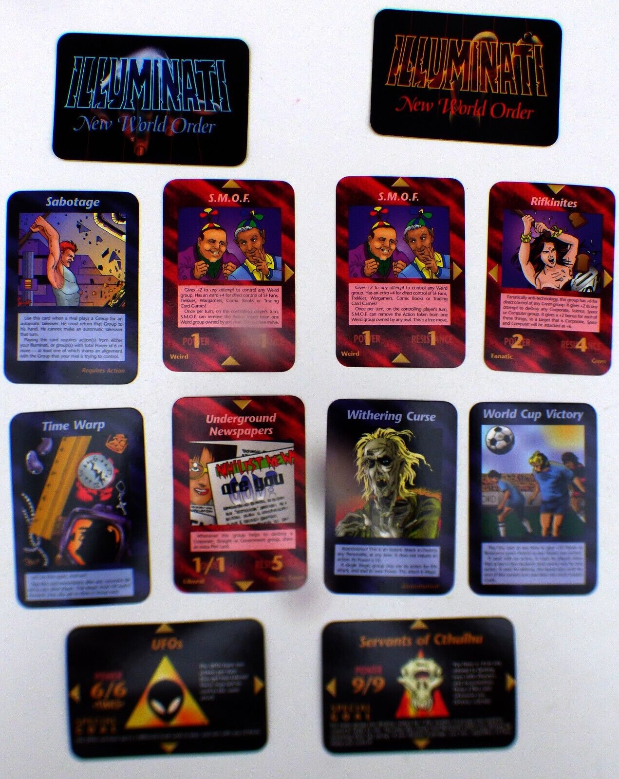 Illuminati: New World Order. Unlimited Edition. Uncommon Cards. NM