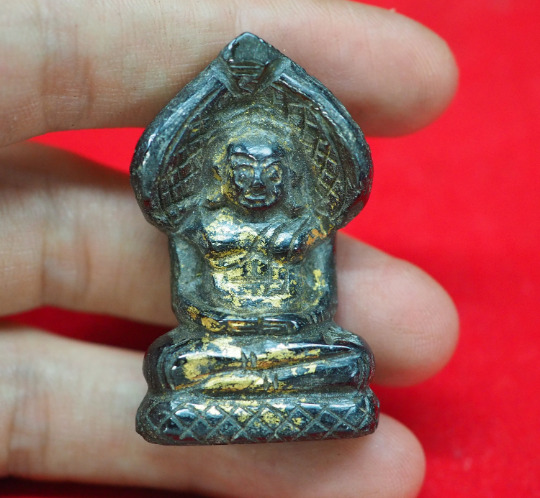 Amazing Antique Cobra Seated buddha naga Eye gemstone Amulet status amulet