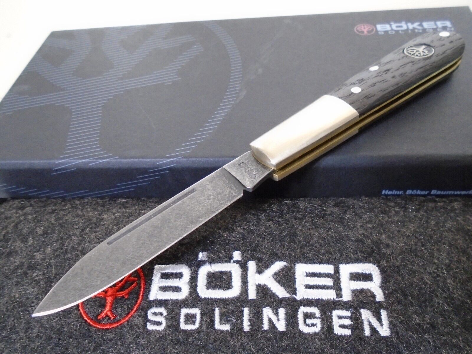 Boker Solingen Germany Barlow Pocket Knife Bog Oak Wood C67 Carbon Steel 100503