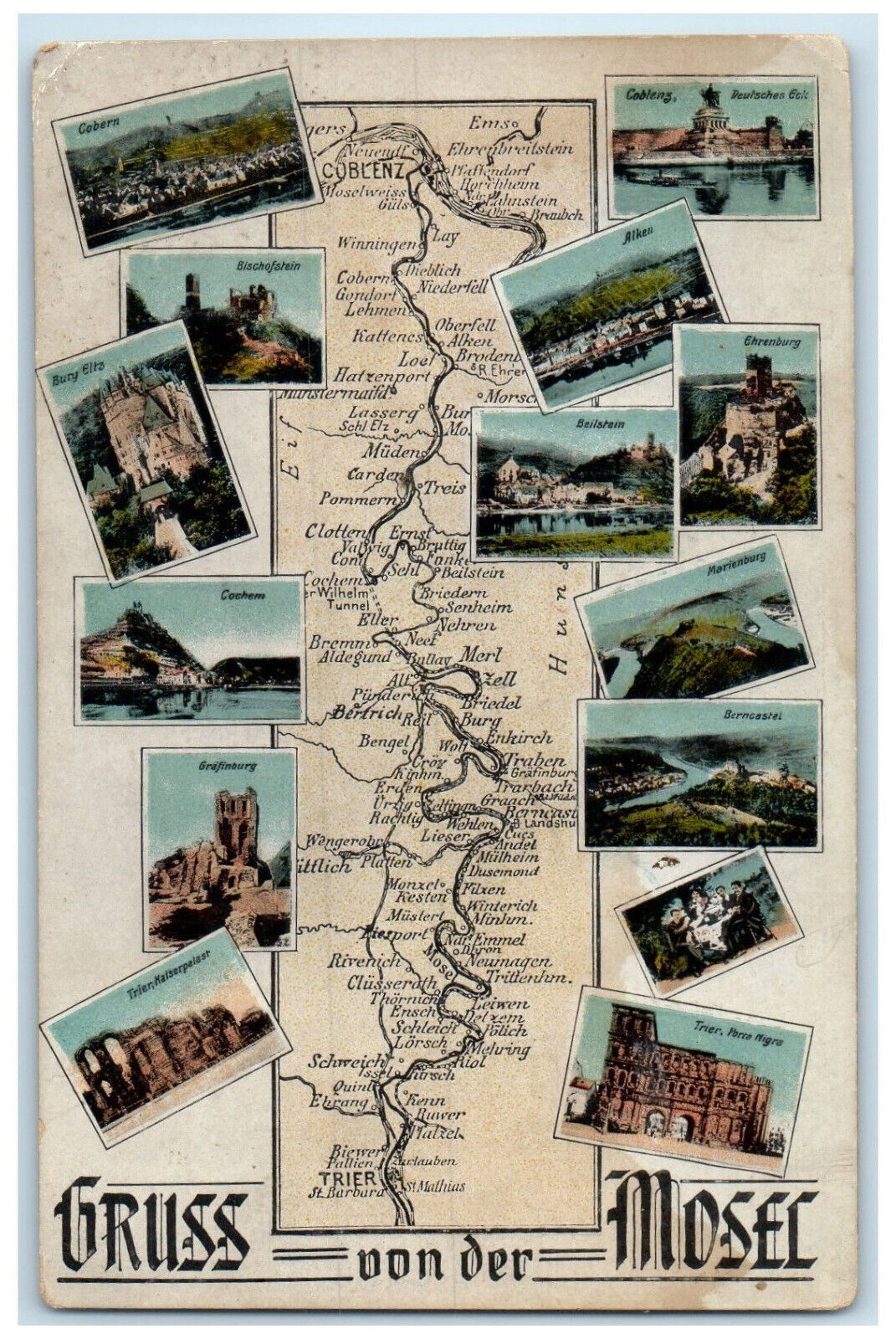 c1910 Greetings from the Mosec Sedramić Croatia Multiview Map Postcard