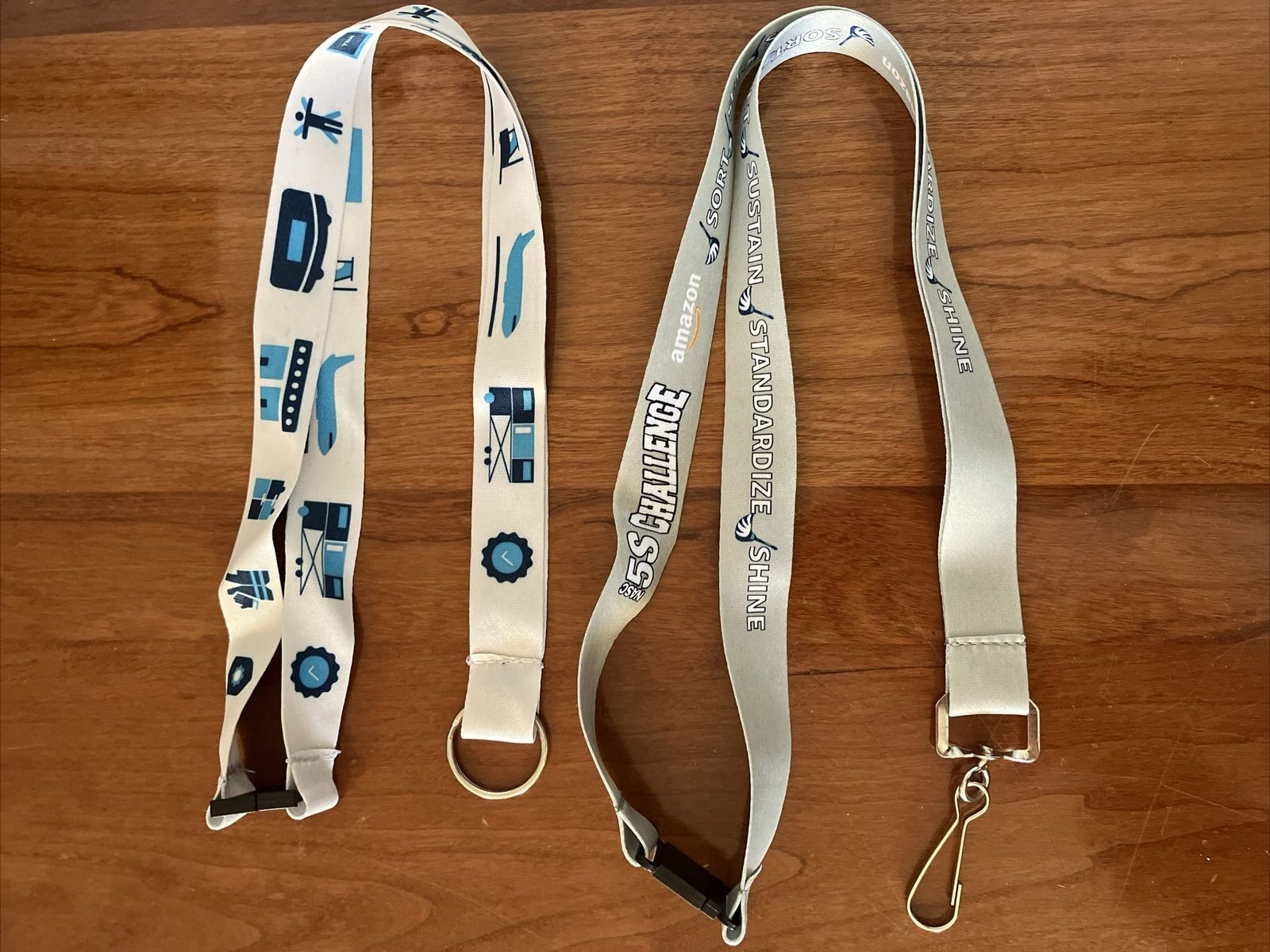 Amazon Lot of 2 Different Employee Lanyards: 5 S Challenge, Transportation, NEW