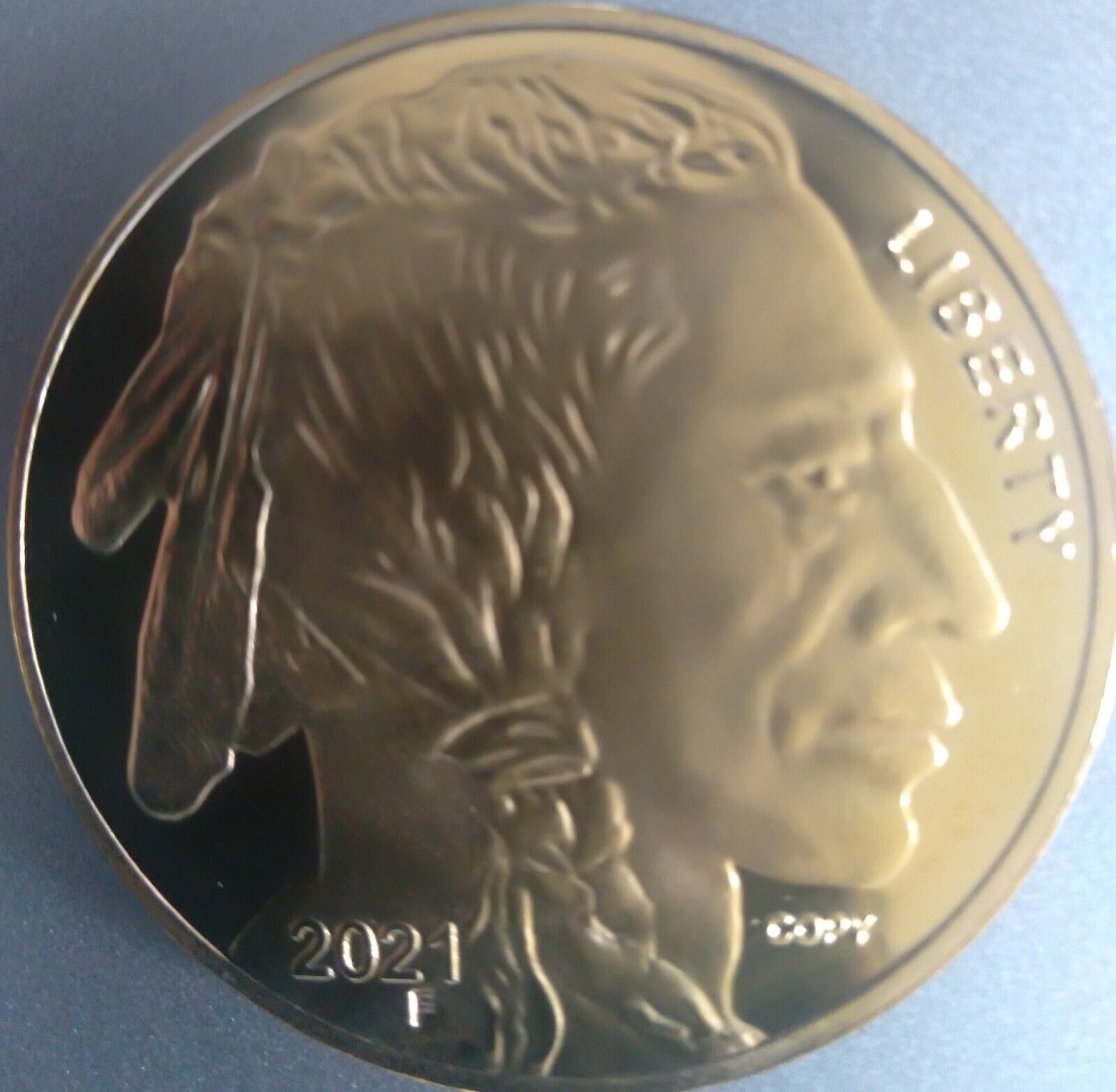  2024 Indian/Buffalo 1-Oz. Round Golden Replica Coin. Outstanding Quality