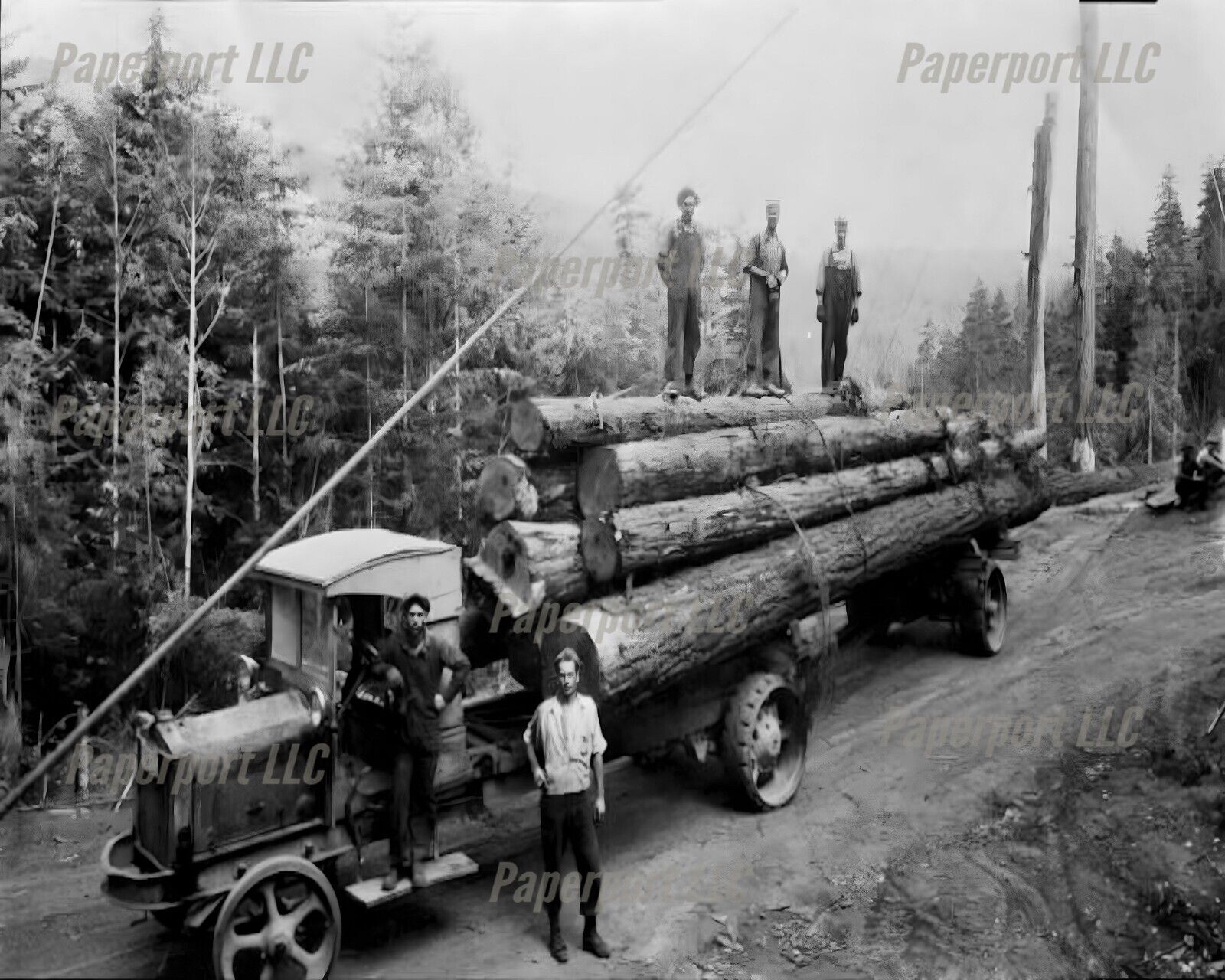 Old Log Truck 1920s  8x10 Photo