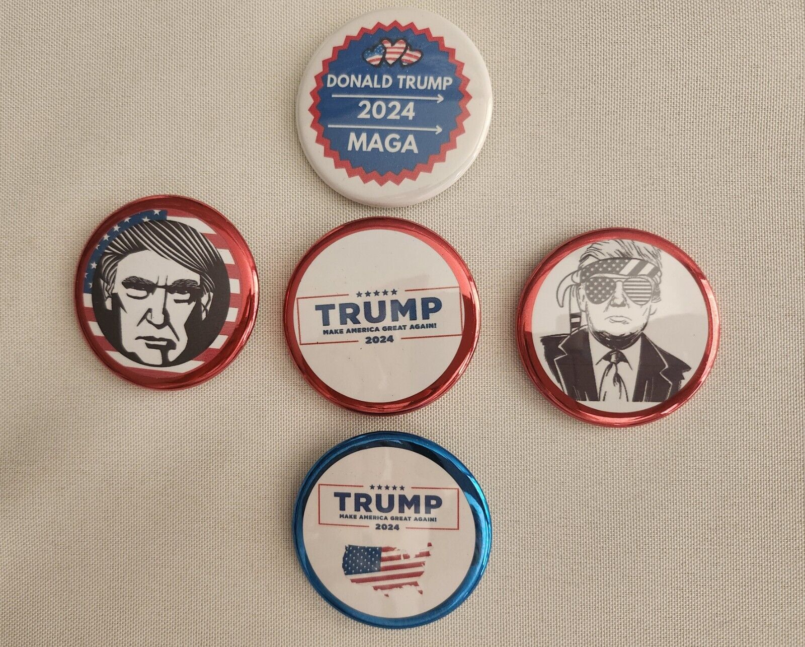 5 Donald J Trump Buttons  1 3/4 Pinback Order Your Set Today to Celebrate MAGA