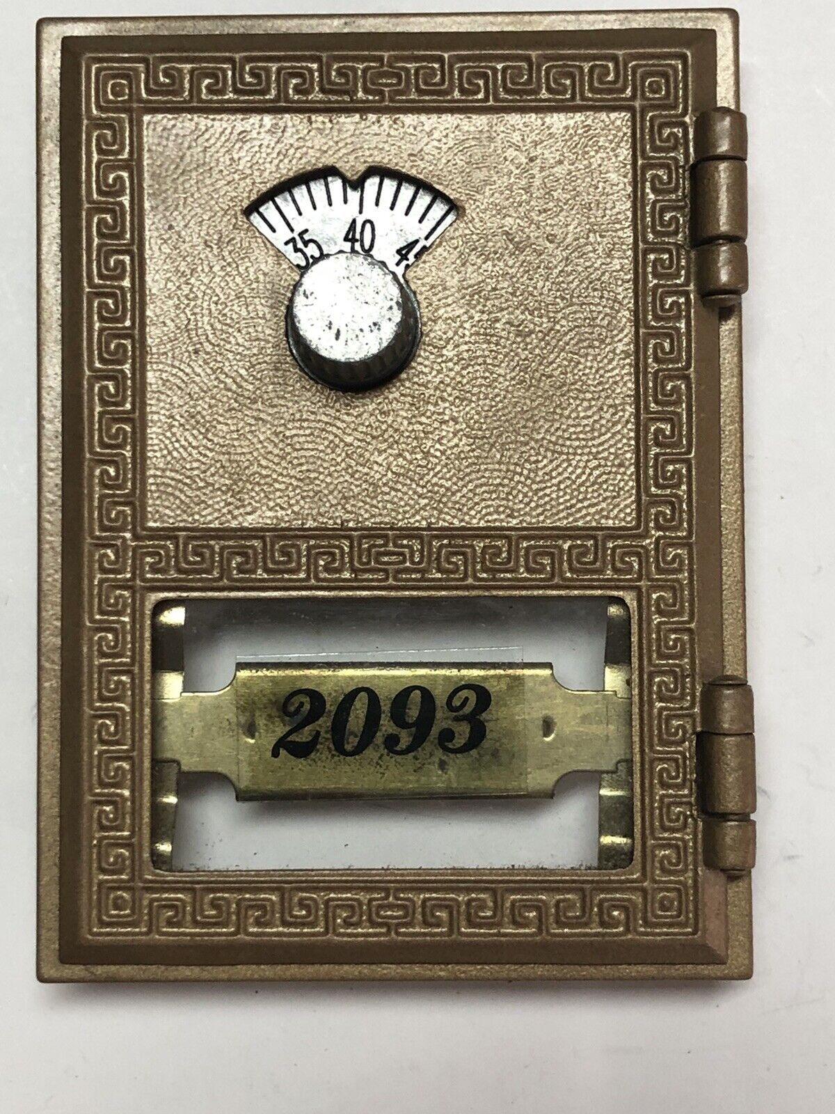 Brass P O Post Office Box Door and Frame with Combination