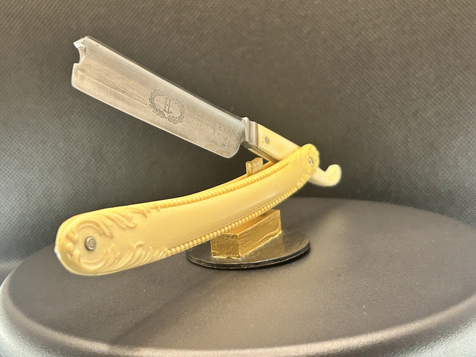 vintage straight razor shave ready “ H Boker , Covered Tang”
