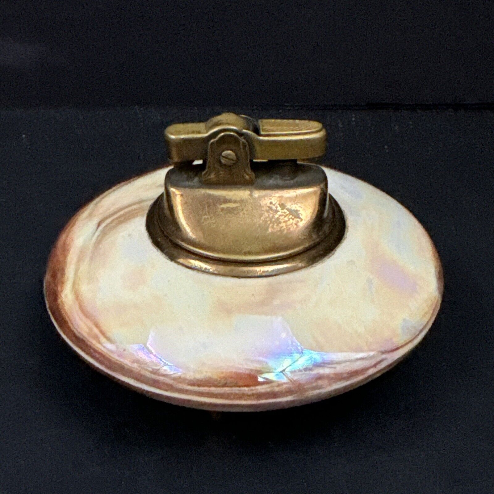 Vintage Japanese Ceramic Round Glazed Table Lighter 1950s 60’s Aurora Decor MCM