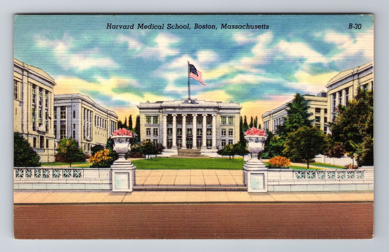 Boston MA-Massachusetts, Harvard Medical School Fens In Boston, Vintage Postcard