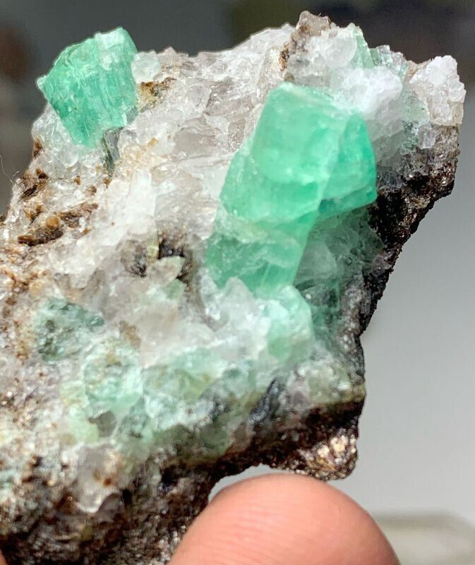 155 Ct Transparent Green Emerald Crystal Cluster in Matrix @ Chitral Pakistan