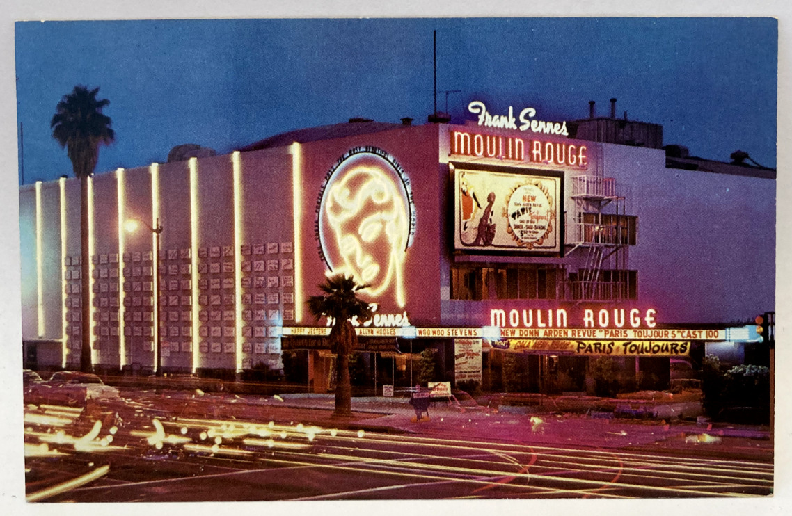 Moulin Rouge, At Night, Hollywood, California CA Vintage Postcard
