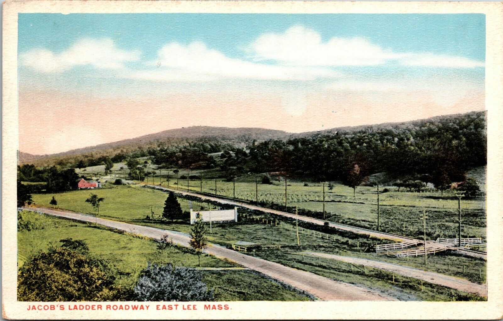 East Lee Massachusetts MA Jacobs Ladder Roadway Vintage Postcard