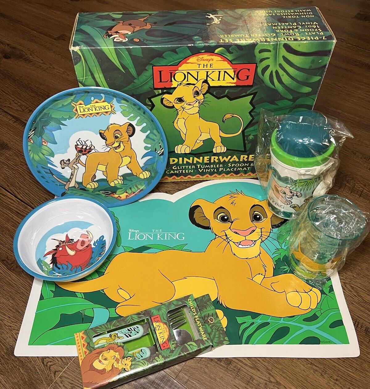 The Lion King Vintage 7 Piece Dinnerware Set New In Box 1990’s Disney