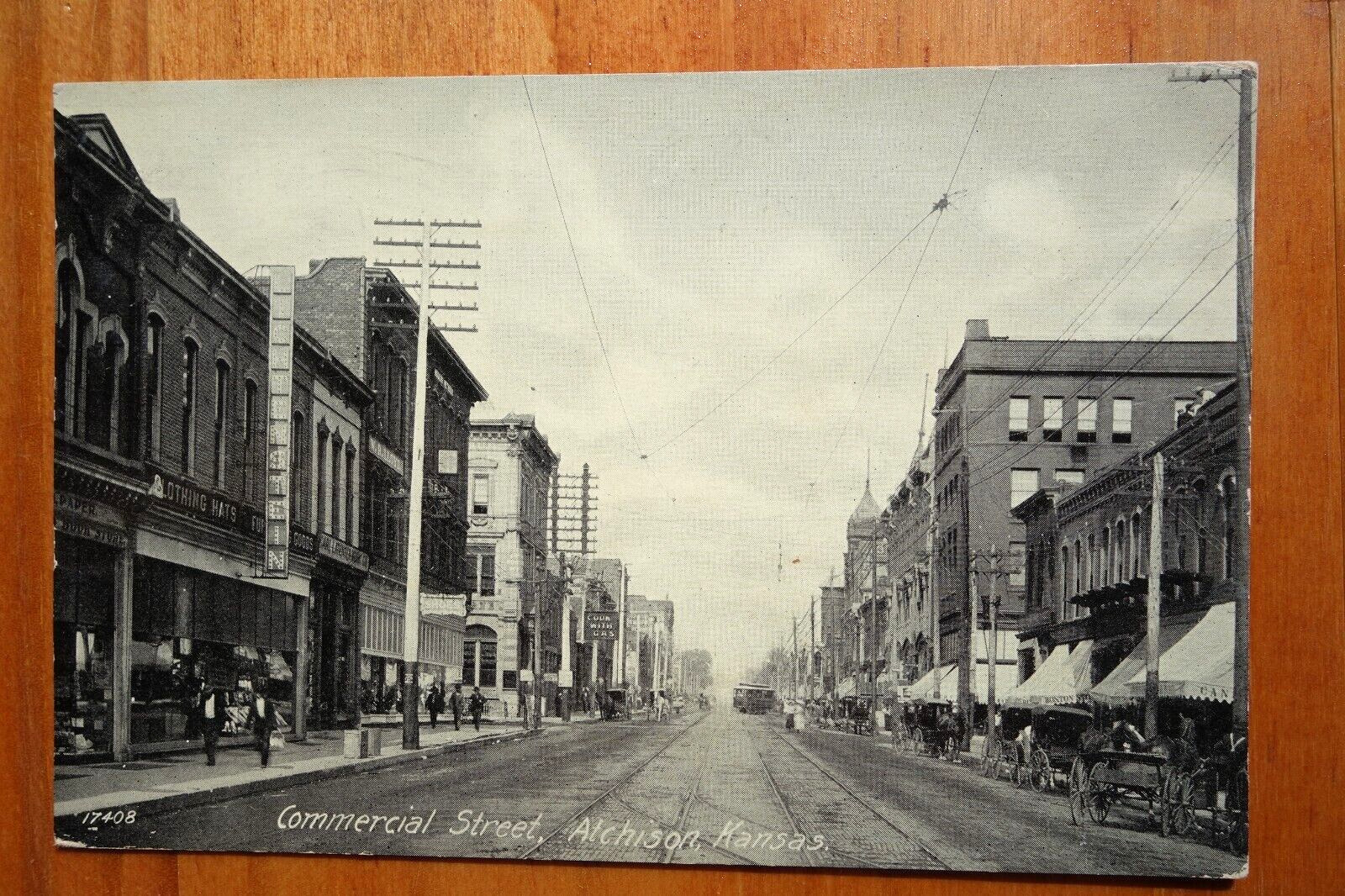 Commercial Street, Atchison KS KANSAS postcard p/u 1907