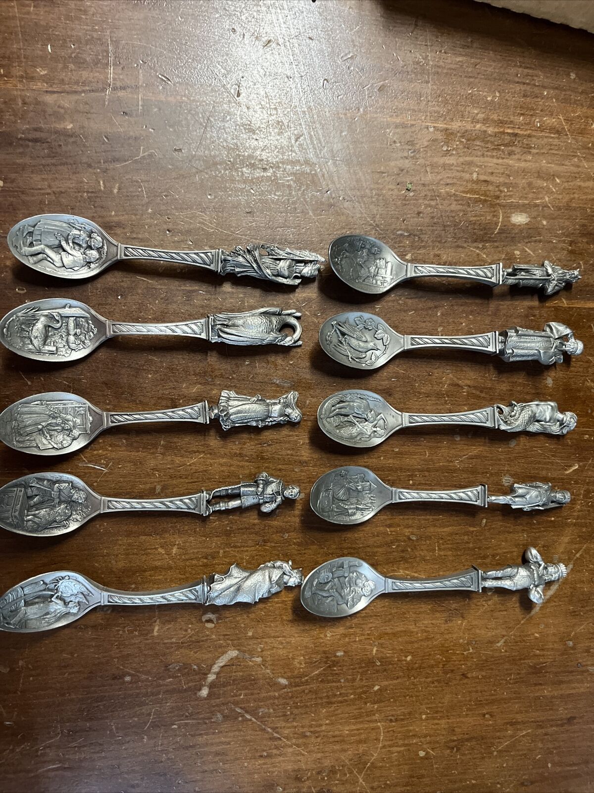 Vintage Franklin Mint Fairy Tale Pewter - Set of 10 Spoons