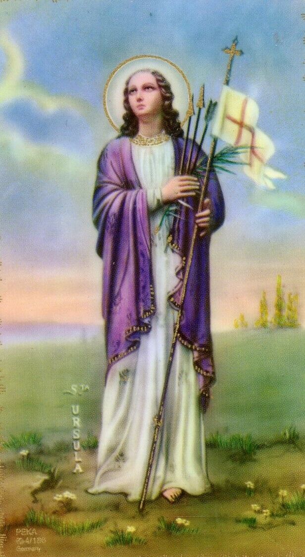 ST. URSULA - Laminated  Holy Cards.  QUANTITY 25 CARDS