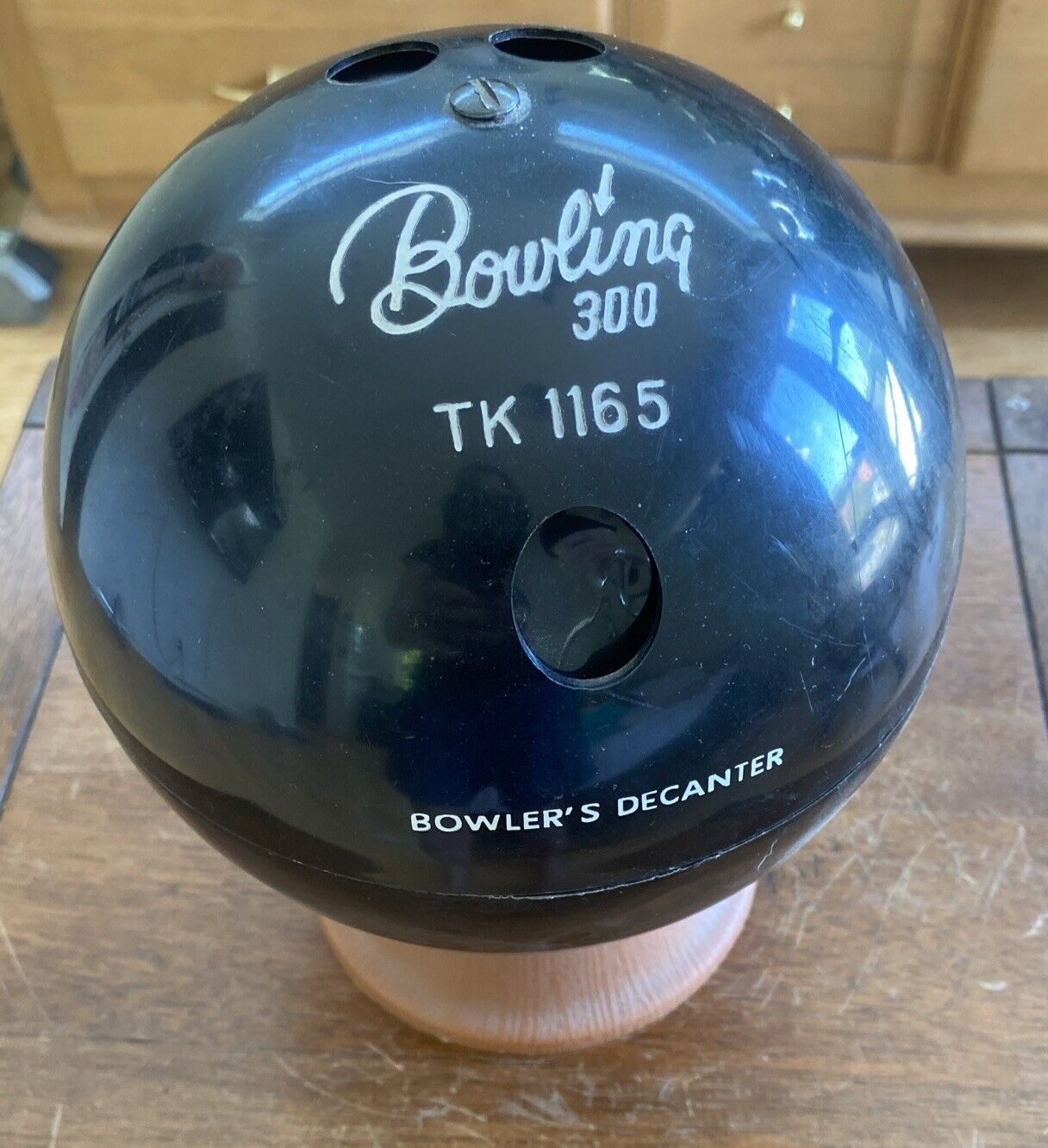 VTG 60s Kitch Bowling Ball 300 TK 1165 Decanter Shot Glass ice bucket Hidden Bar