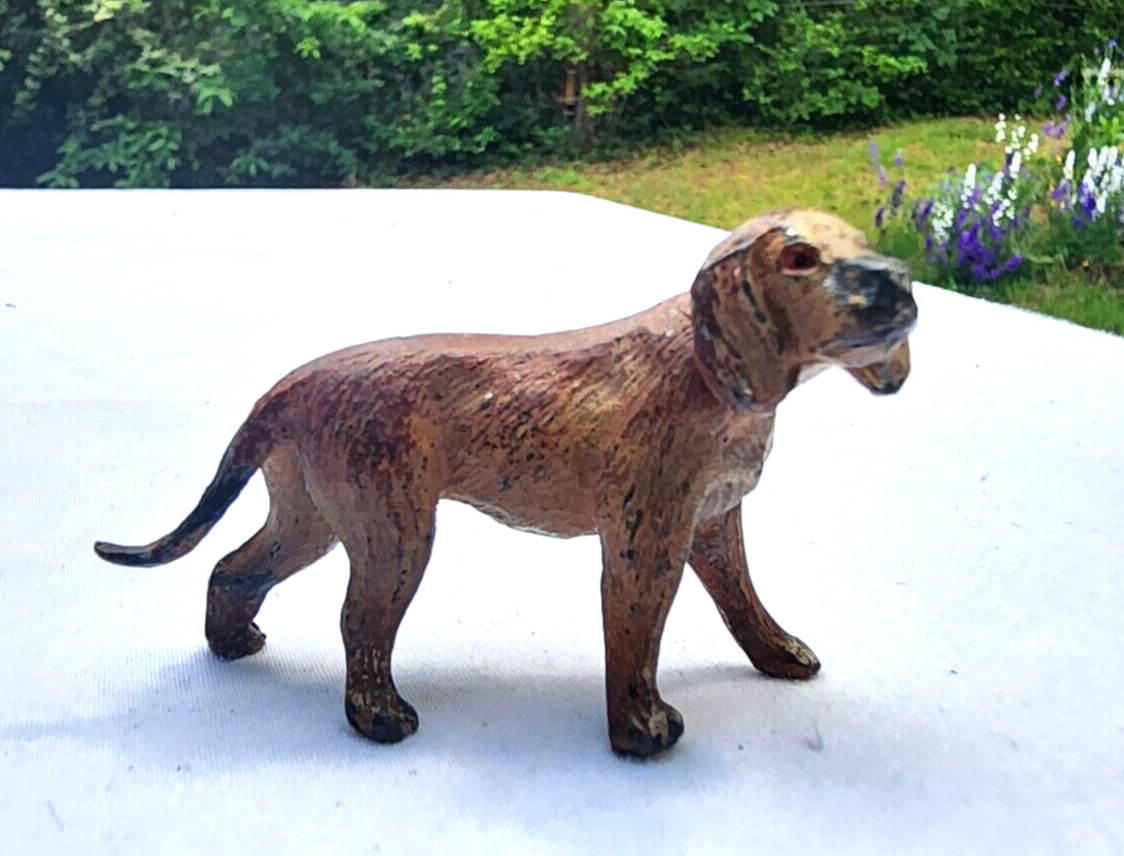 Antique Cold Painted Small Bronze Beagle Dog Figurine