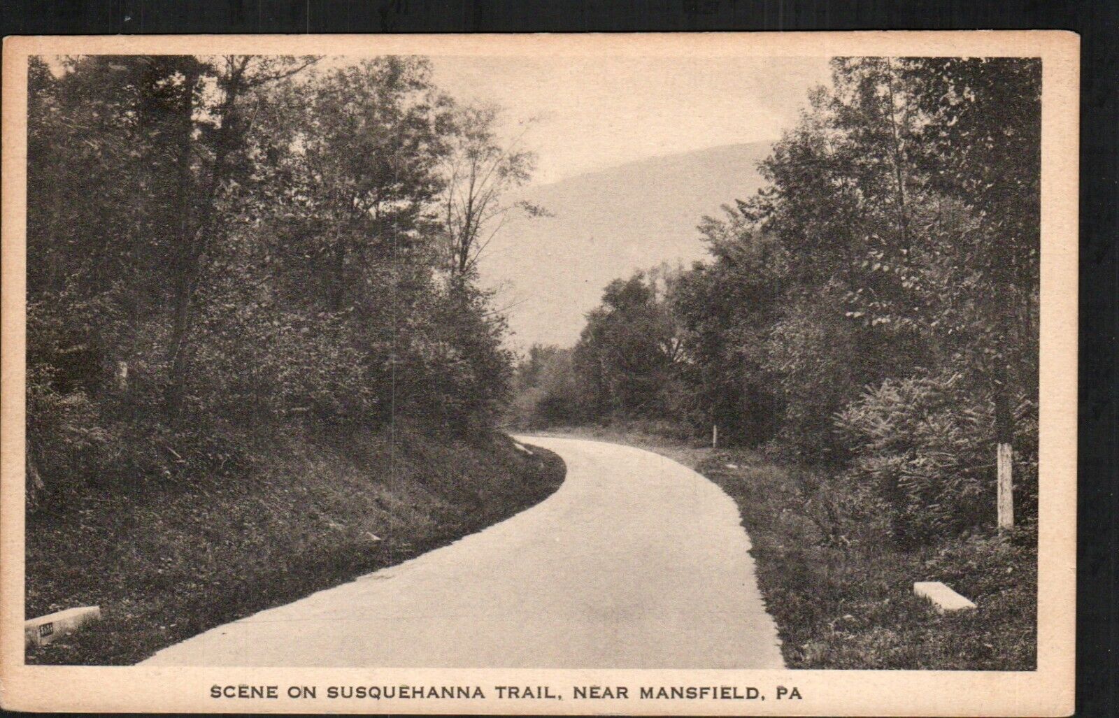 Antique Old Postcard Scene Susquehanna Trail Mansfield PA 1920-1930s Era