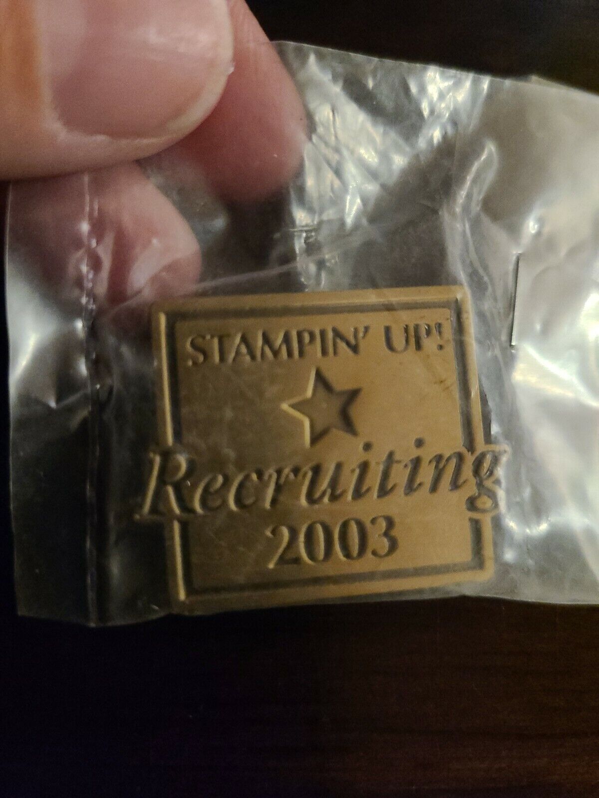 STAMPIN\' Up Up 2003 Recruiting one star Lapel Pin Gold Tone Enamel Collectible