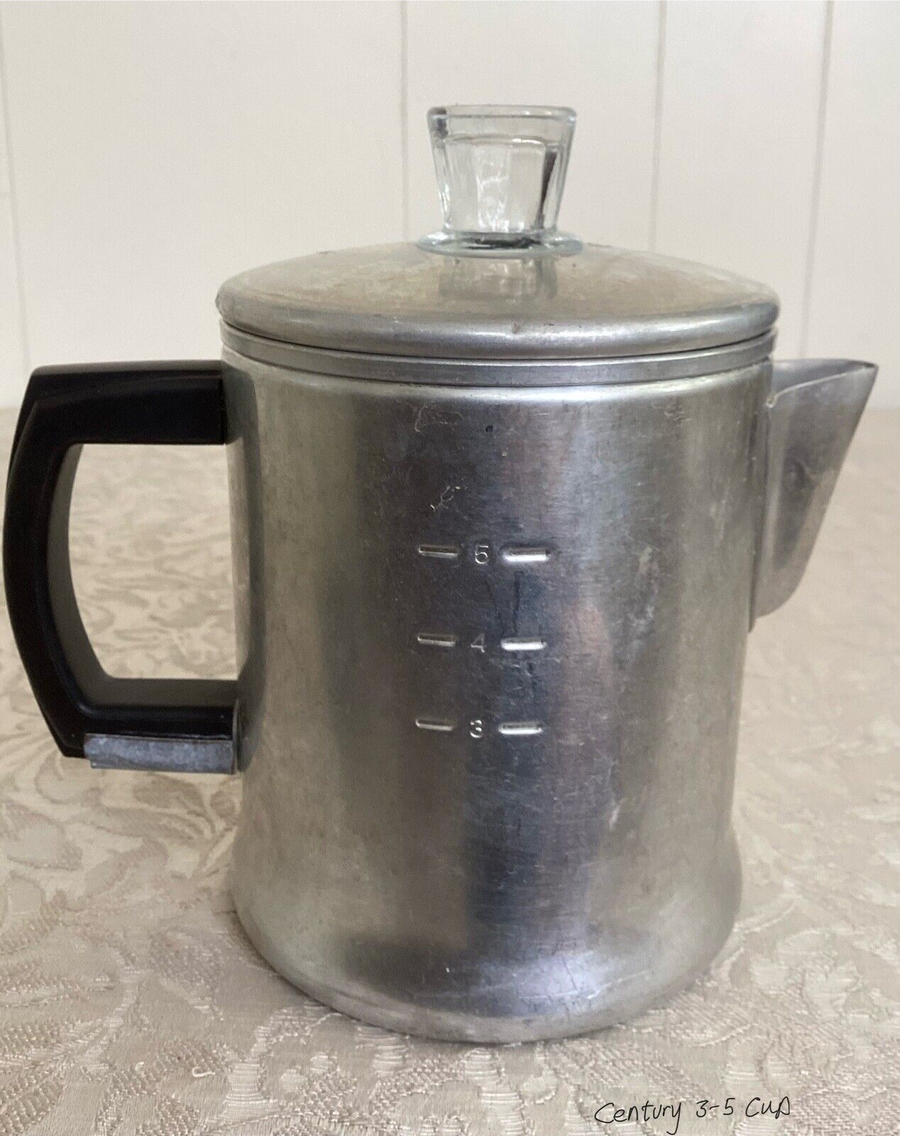 Vintage CENTURY Aluminum Ware 3-5 cup Percolator COFFEE POT Stove Top