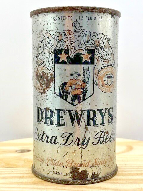 Drewrys 12oz Flat Top IRTP-OI Beer Can, Drewrys Ltd, South Bend, IN - USBC 55/34
