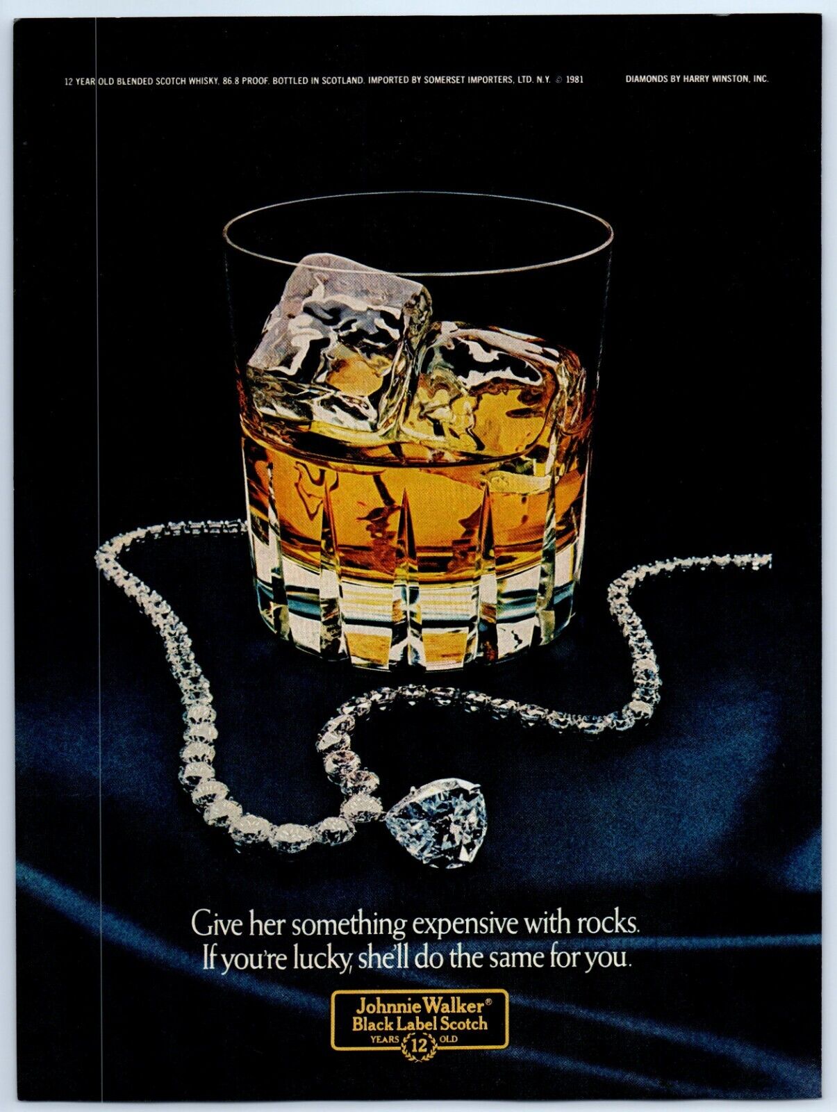 Johnnie Walker Black Label Scotch Give Her Expensive 1982 Print Ad 8\