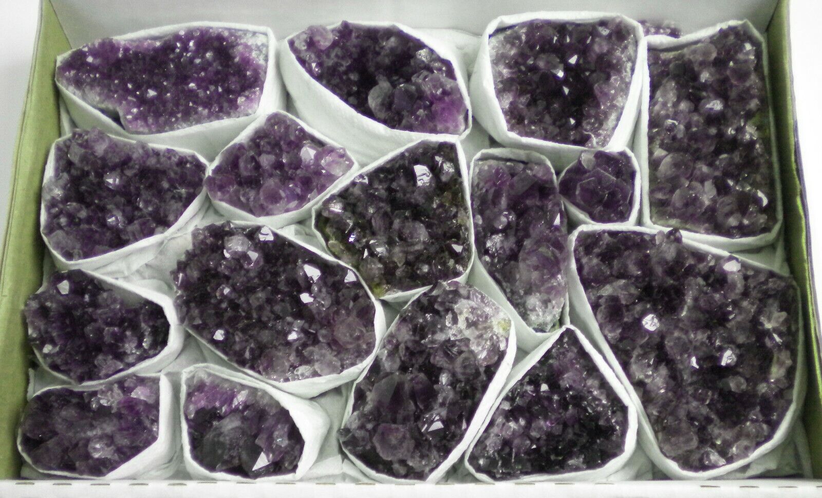 16 Pc Lot Flat Amethyst Crystal Geode Cluster - 2 lbs 13 oz -  Bulk  - AMY273