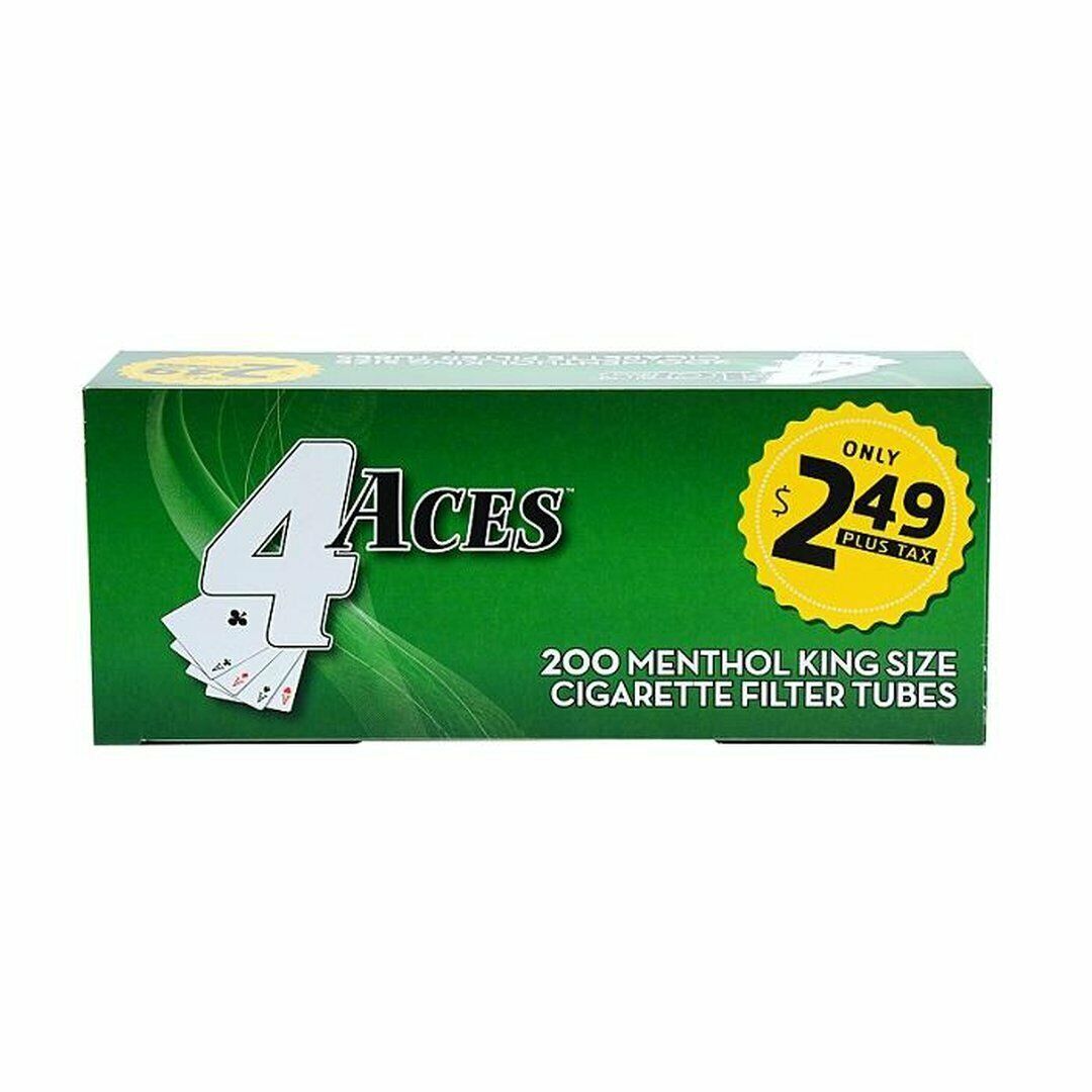 4 Aces Menthol King Size Cigarette Filter Tubes 5 Boxes (1000 Tubes)