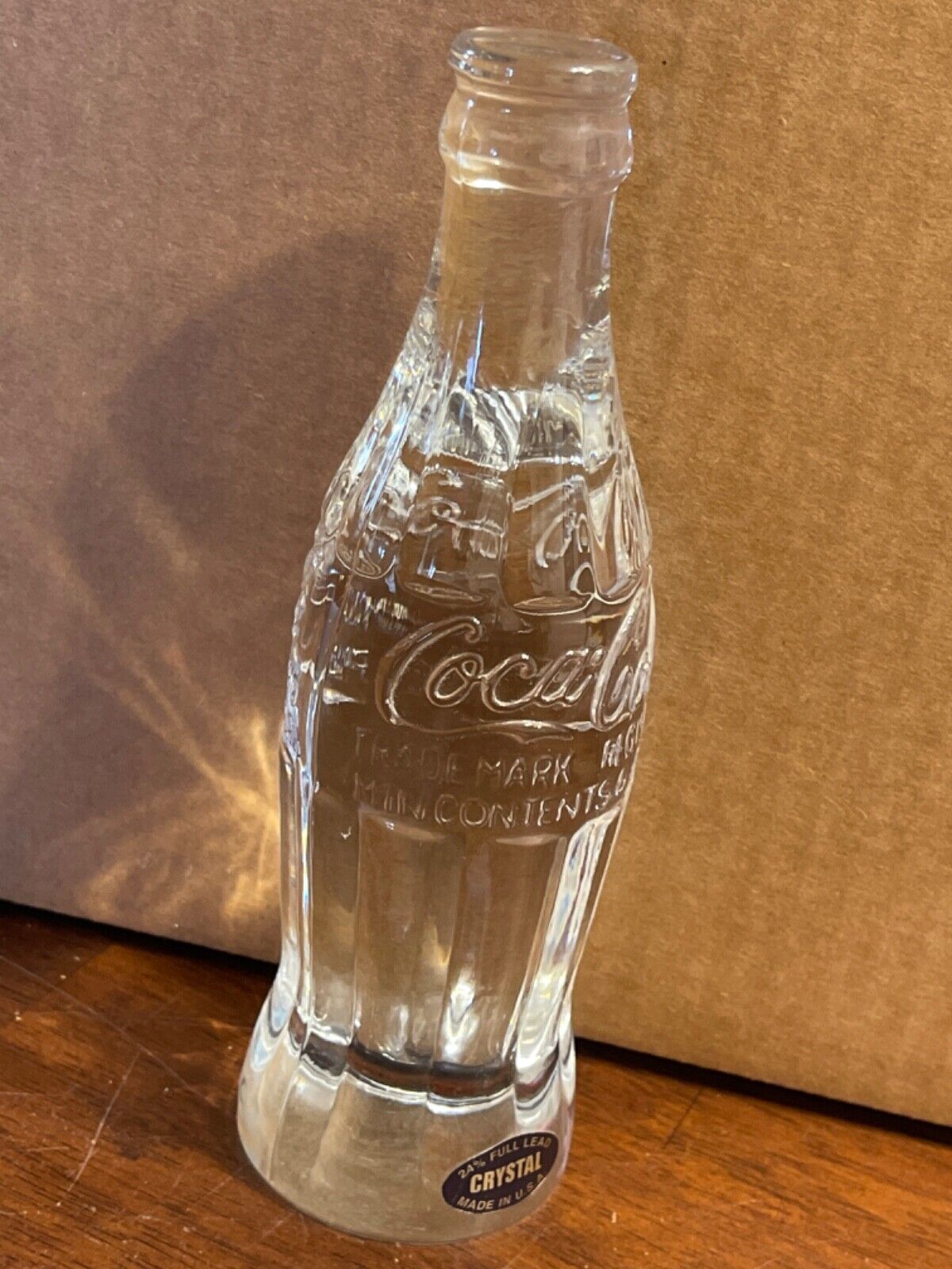 Vintage COKE SOLID 24% Lead Crystal Collector’s BOTTLE Coca Cola