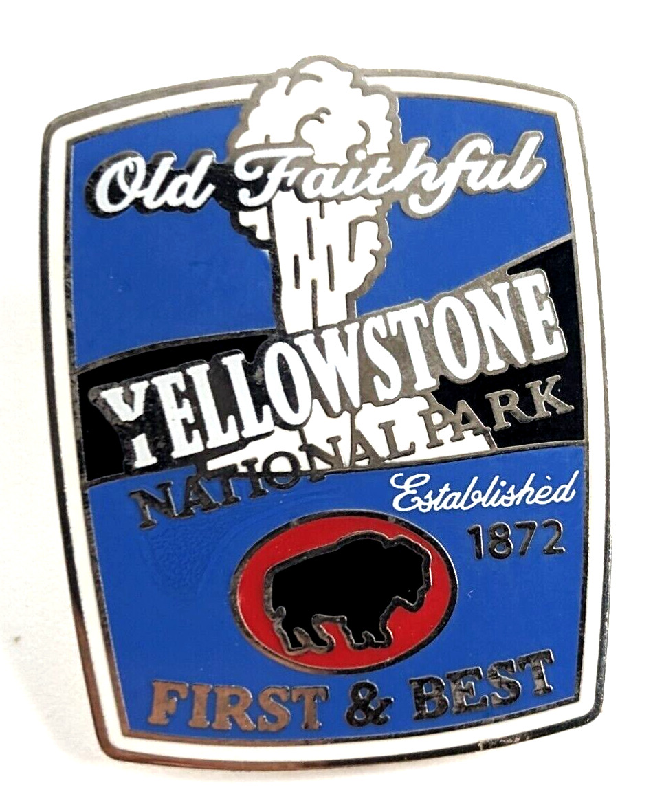 Old Faithful Bison Yellowstone National Park Est 1872 First & Best Pin Souvenir