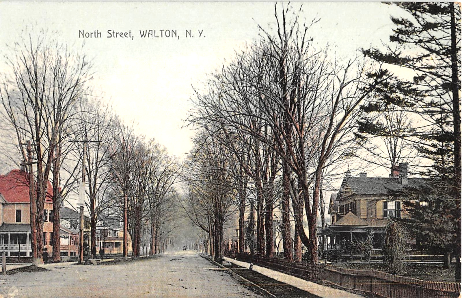 c.1910 Homes North St. Walton NY post card Delaware county