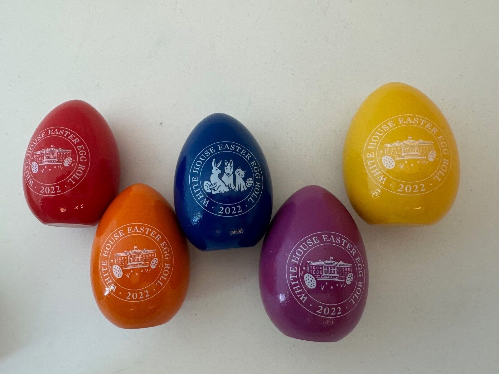 2022 Official Biden White House Easter Egg Roll Wooden RARE Set of 5 Eggs In Box